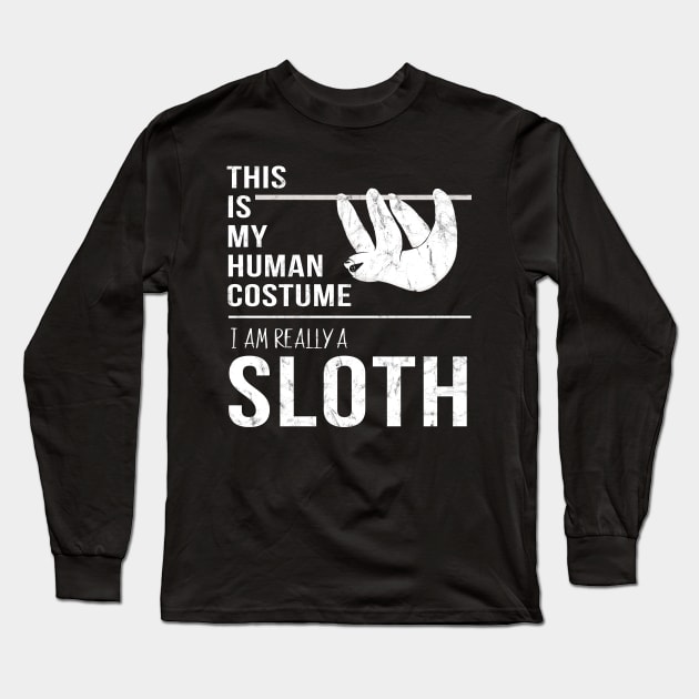 This Is My Human Costume I'm Really A Sloth Halloween Long Sleeve T-Shirt by SkizzenMonster